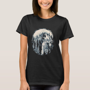Wolven huilen voor de maan en bos wolf wint t-shirt