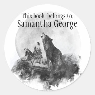 Wolven Huilende Maan, Dit boek hoort bij Bookplate Ronde Sticker