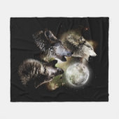 Wolven Huilende Volle Maan Fleece Deken (Voorkant (Horizontaal))
