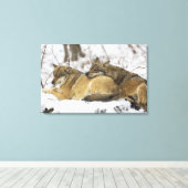 Wolven in de Bawarian Wood Canvas Afdruk (Insitu (Houten vloer))