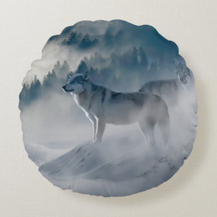 wolven in de mist rond kussen