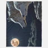 Wolven in de moonlight vlootsbank, groot fleece deken (Voorkant)