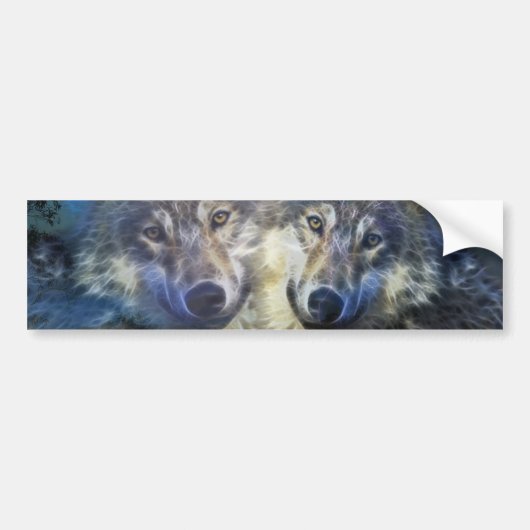 Wolven in de nacht bumpersticker (Voorkant)