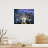 Wolven in de nacht poster (Keuken)