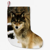 Wolven in de sneeuw kleine kerstsok (Voorkant)