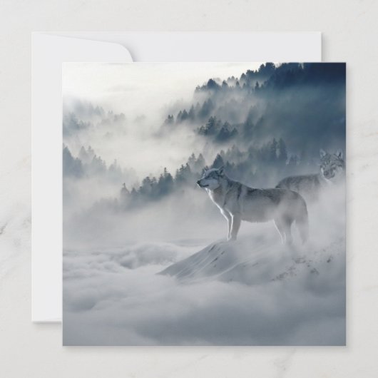 Wolven in een winterlandschap kaart (Voorkant)