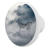Wolven in een winterlandschap keramische knop (Rechts)