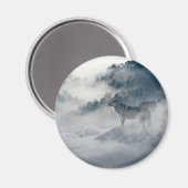 Wolven in een winterlandschap magneet (Voorkant / Achterkant)