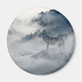 Wolven in een winterlandschap magneet