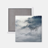 Wolven in een winterlandschap magneet (Voorkant / Achterkant)