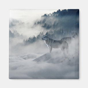Wolven in een winterlandschap magneet