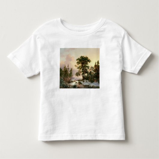 Wolven in een winterlandschap (olie op het paneel) kinder shirts (Voorkant)