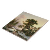 Wolven in een winterlandschap (olie op het paneel) tegeltje (Zijkant)