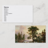 Wolven in een winterlandschap (olie op het paneel) visitekaartje (Voorkant / Achterkant)