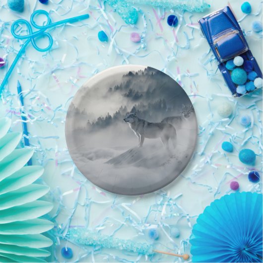 Wolven in een winterlandschap papieren bordje (Feest)