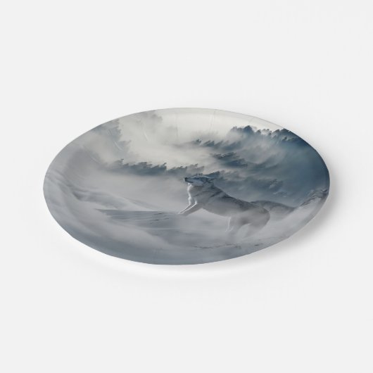 Wolven in een winterlandschap papieren bordje (Gekanteld)