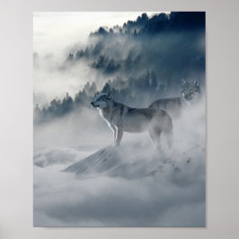Wolven in een winterlandschap poster