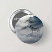 Wolven in een winterlandschap ronde button 5,7 cm (Voorkant /achterkant)