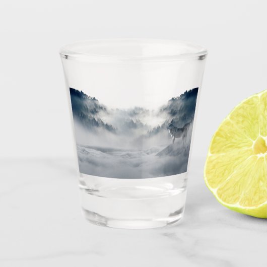 Wolven in een winterlandschap shot glas (Voorkant)