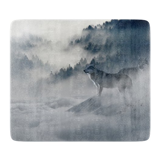 Wolven in een winterlandschap snijplank (Voorkant)