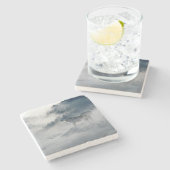 Wolven in een winterlandschap stenen onderzetter (Zijkant)