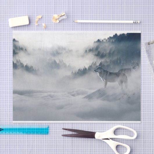 Wolven in een winterlandschap tissuepapier (Craft)