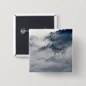 Wolven in een winterlandschap vierkante button 5,1 cm (Voorkant /achterkant)