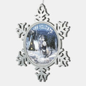 Wolven in Fairytale Snowy Winter Night Scene Tin Sneeuwvlok Ornament (Rechts)