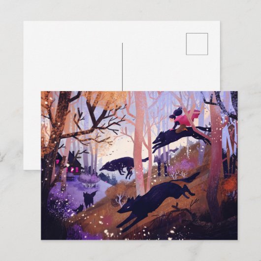 Wolven in het bos briefkaart (Voorkant / Achterkant)