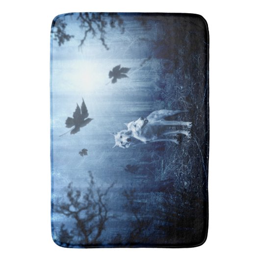 Wolven in het bos op Dawn Badmat (Voorkant Verticaal)