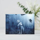 Wolven in het bos op Dawn Bedankkaart (Staand voorkant)