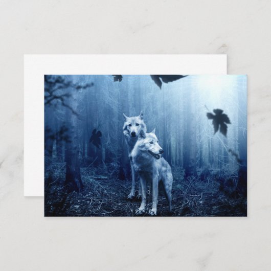 Wolven in het bos op Dawn Bedankkaart (Voorkant / Achterkant)