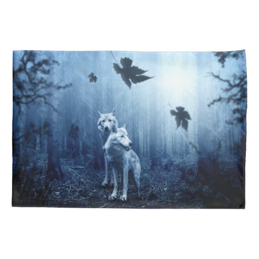 Wolven in het bos op Dawn Kussensloop (Achterkant)