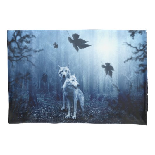 Wolven in het bos op Dawn Kussensloop (Voorkant)