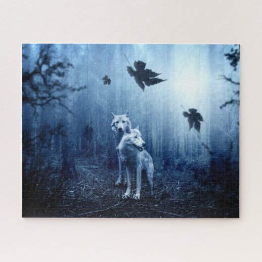 Wolven in het bos op Dawn Legpuzzel (Horizontaal)