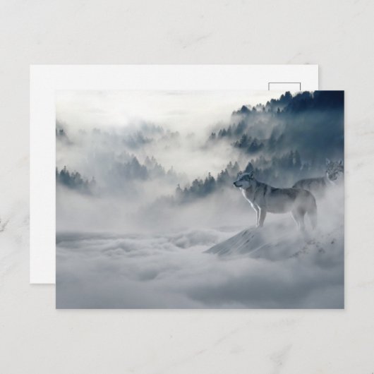 Wolven in het Briefkaart van de winter (Voorkant / Achterkant)
