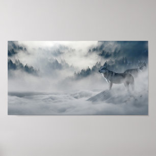Wolven in het Poster Winter Print