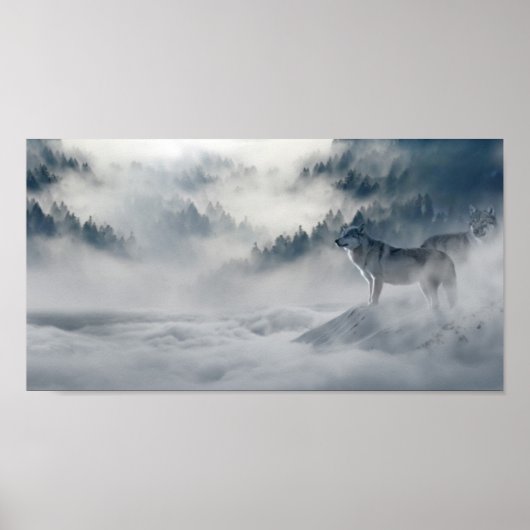 Wolven in het Poster Winter Print (Voorkant)