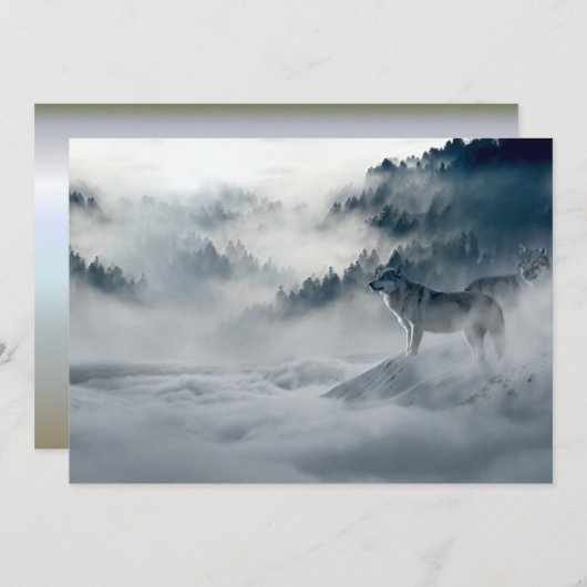 Wolven in het winterlandschap Snowy (Voorkant / Achterkant)