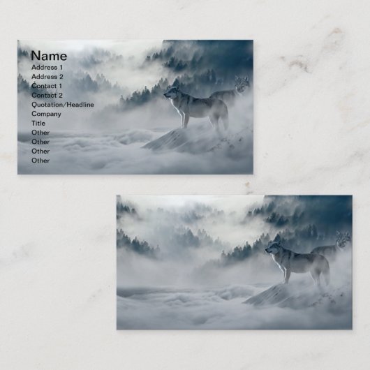 Wolven in het winterlandschap Snowy Visitekaartje (Voorkant / Achterkant)