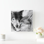 Wolven in Love Wall Clock Vierkante Klok (Huis)
