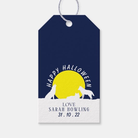 Wolven in Moonlight, Happy Halloween Cadeaulabel (Voorkant)