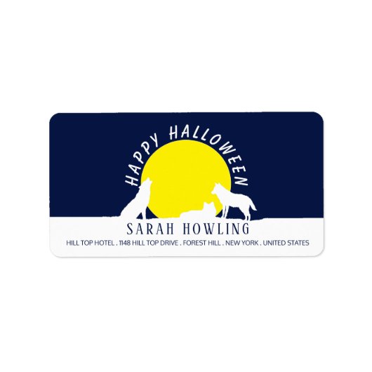 Wolven in Moonlight, Happy Halloween Etiket (Voorkant)
