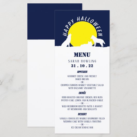 Wolven in Moonlight, Happy Halloween Menu (Voorkant / Achterkant)