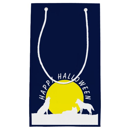 Wolven in Moonlight, Happy Halloween Small Gift Ba Klein Cadeauzakje (Voorkant)