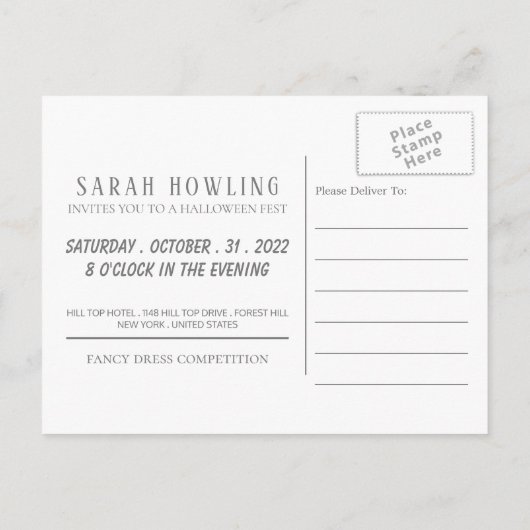 Wolven in Moonlight, uitnodiging van de Halloween- (Achterkant)