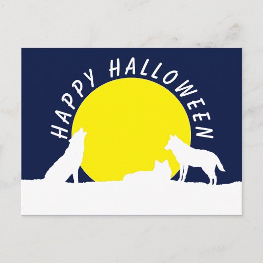 Wolven in Moonlight, uitnodiging van de Halloween- (Voorkant)