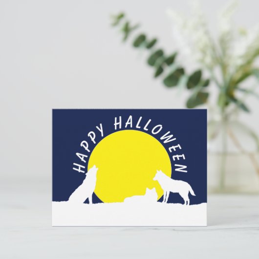 Wolven in Moonlight, uitnodiging van de Halloween- (Staand voorkant)