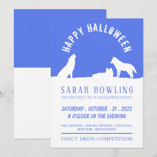 Wolven in sneeuw, Halloween Party Kaart
