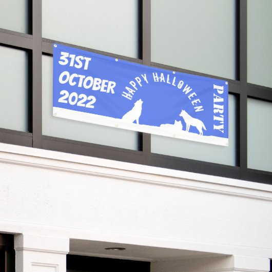 Wolven in sneeuw, Happy Halloween Banner (Buitenkant Gebouw)
